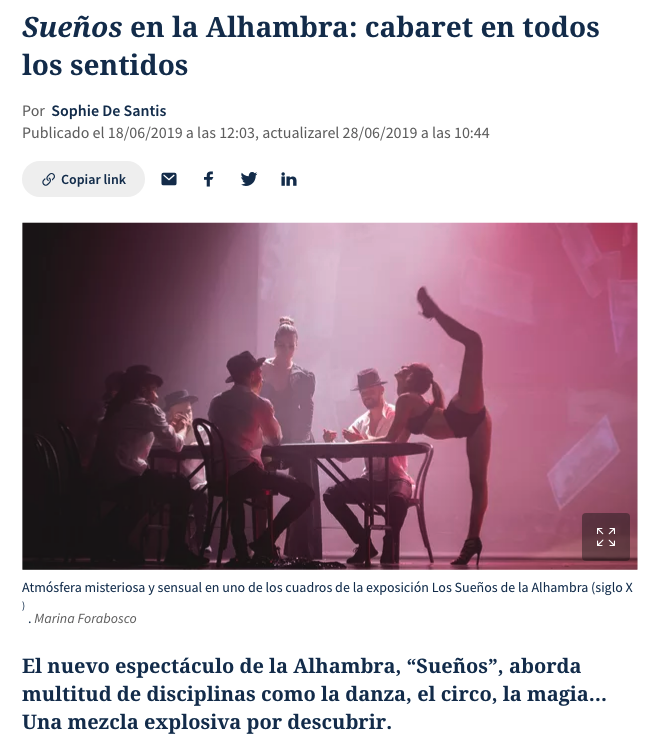 Sueños en la Alhambra: cabaret en todos los sentidos