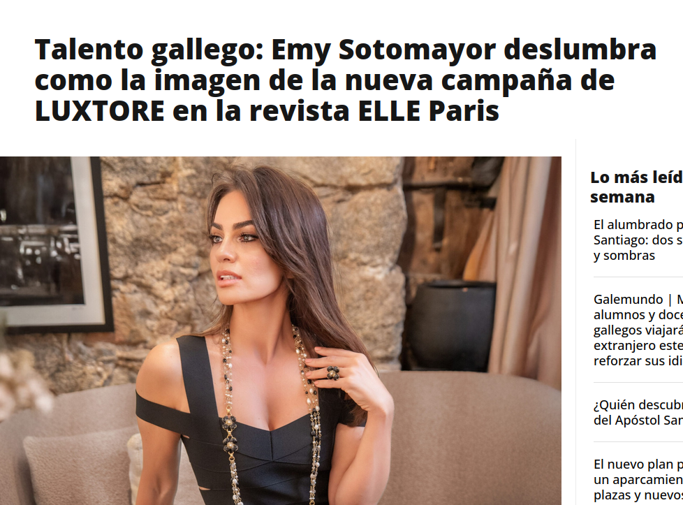 Talento gallego: Emy Sotomayor deslumbra como la imagen de la nueva campaña de LUXTORE en la revista ELLE Paris