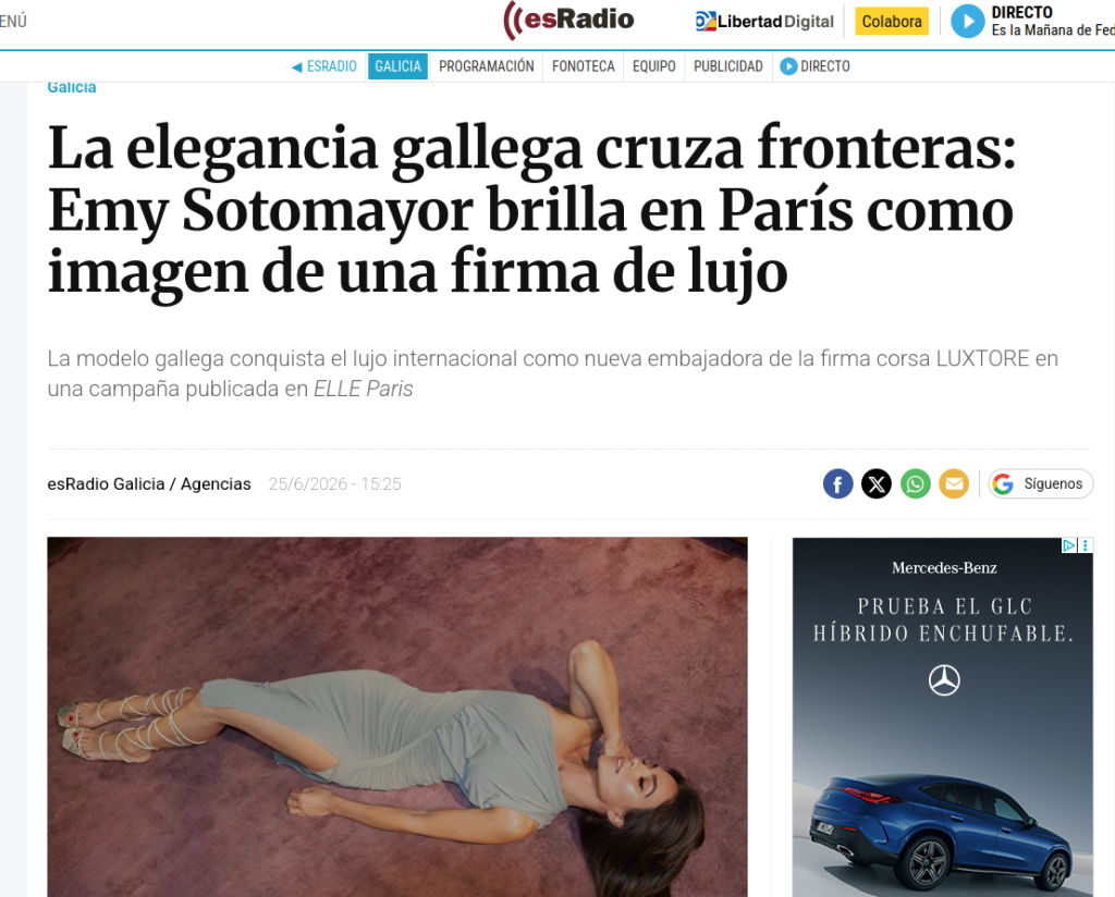 La elegancia gallega cruza fronteras: Emy Sotomayor brilla en París como imagen de una firma de lujo